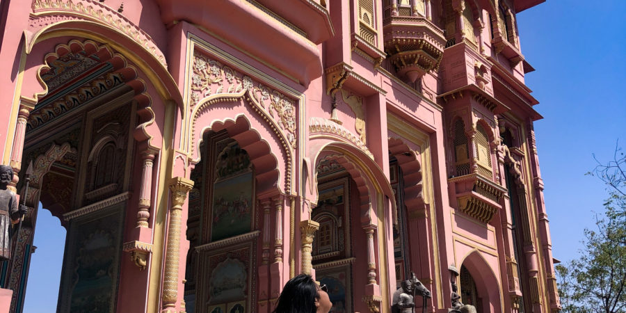 A picture of me outside Patrika Gate, a landmark in Jaipur, Rajasthan, India.