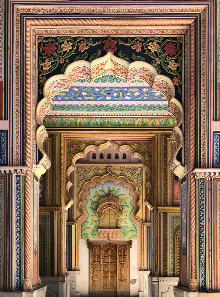 A picture capturing the intricate details of Patrika Gate, Jaipur, Rajasthan, India.