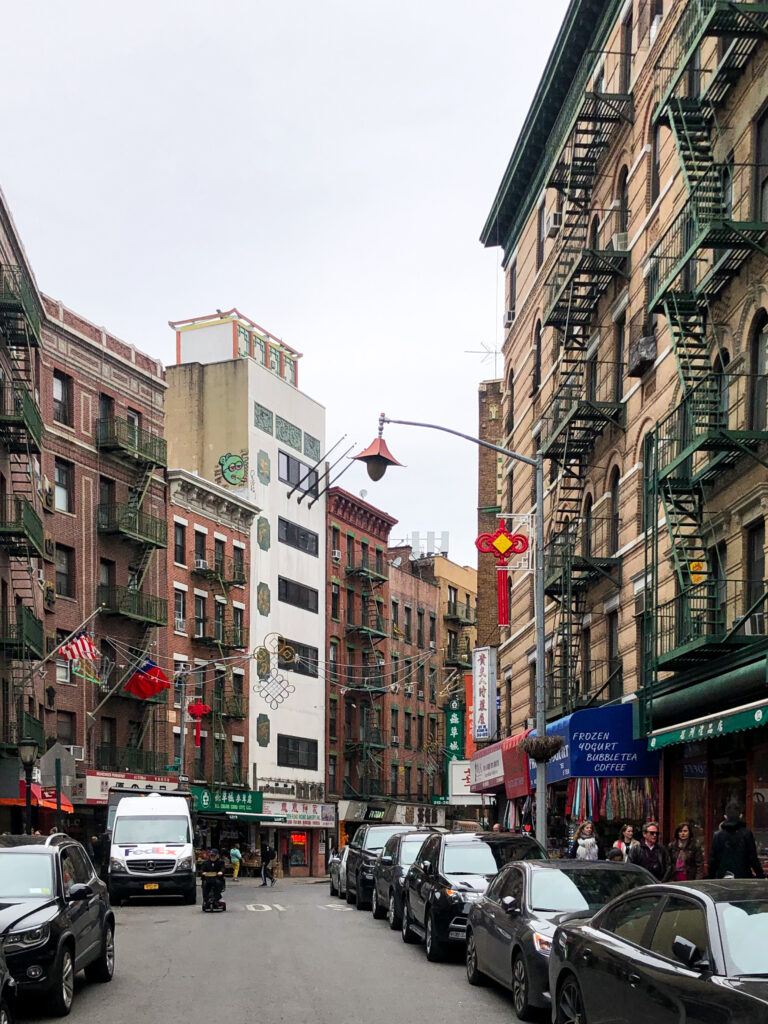 hustle bustle in the lanes of chinatown in Manhattan, New York 