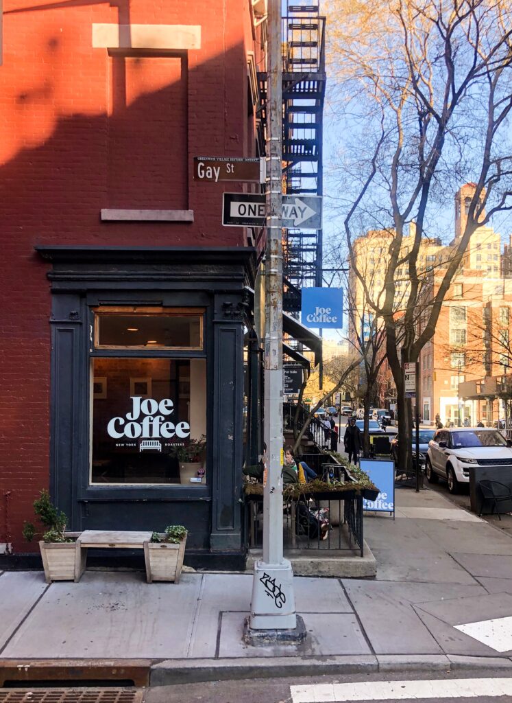Facade of Joe coffee company in west village Manhattan new York 